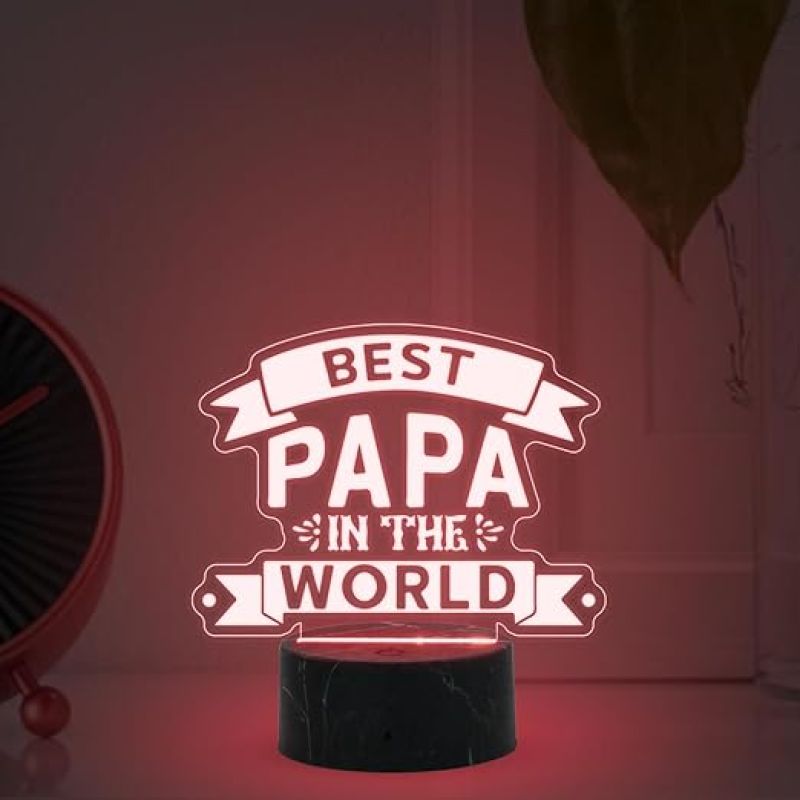 Best Papa in The World Engraved Night Lamp with Automatic Color Changing Light Fathers Day Gift for Dad Birthday Gift for Dad from Daughter Son