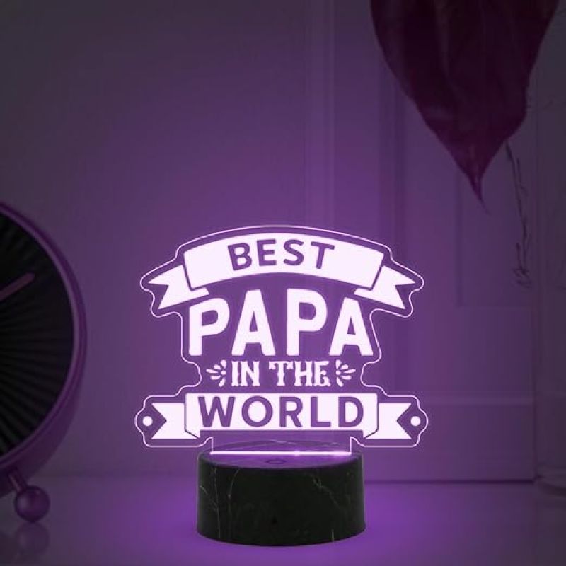 Best Papa in The World Engraved Night Lamp with Automatic Color Changing Light Fathers Day Gift for Dad Birthday Gift for Dad from Daughter Son