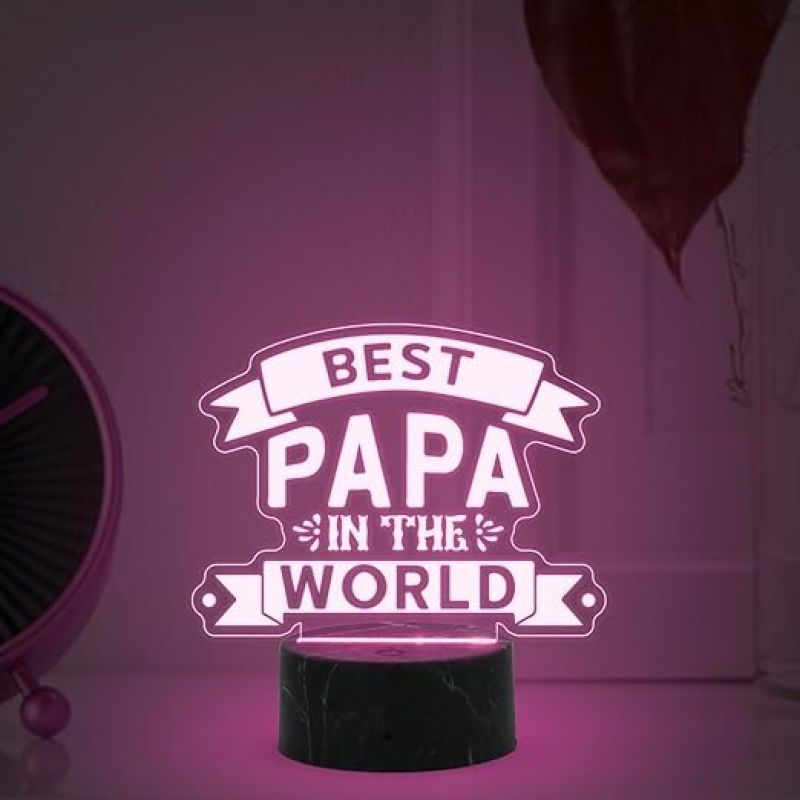 Best Papa in The World Engraved Night Lamp with Automatic Color Changing Light Fathers Day Gift for Dad Birthday Gift for Dad from Daughter Son