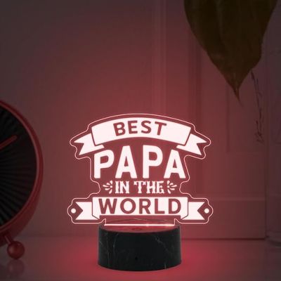 Best Papa in The World Engraved Night Lamp with Automatic Color Changing Light Fathers Day Gift for Dad Birthday Gift for Dad from Daughter Son