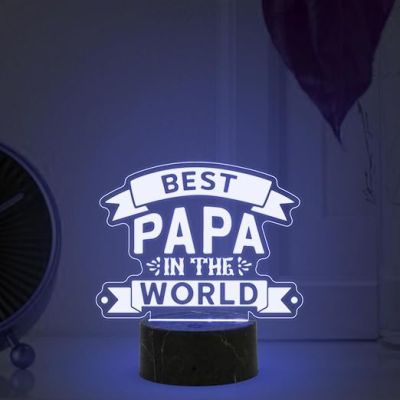 Best Papa in The World Engraved Night Lamp with Automatic Color Changing Light Fathers Day Gift for Dad Birthday Gift for Dad from Daughter Son