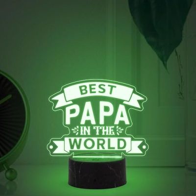 Best Papa in The World Engraved Night Lamp with Automatic Color Changing Light Fathers Day Gift for Dad Birthday Gift for Dad from Daughter Son