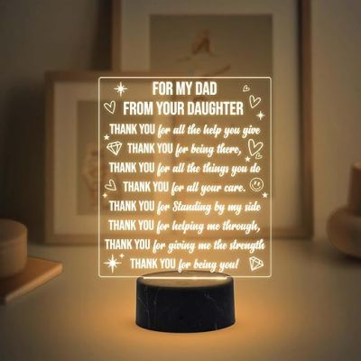 For my dad from your daughter Engraved Night Lamp with Warm White Light Fathers Day Gift for Dad Birthday Gift for Dad from Daughter Son