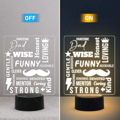 Dad wish, funny, honest, loving Engraved Night Lamp with Warm White Light Birthday Gift for Dad Fathers Day Gift for Dad  from Daughter Son
