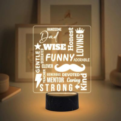 Dad wish, funny, honest, loving Engraved Night Lamp with Warm White Light Birthday Gift for Dad Fathers Day Gift for Dad  from Daughter Son