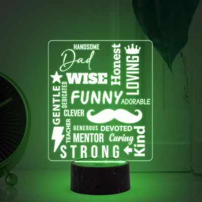 Dad wish, funny, honest, loving Engraved Night Lamp with Automatic Color Changing Light Fathers Day Gift for Dad Birthday Gift for Dad from Daughter Son