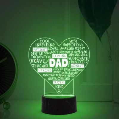 Dad Engraved Night Lamp with Automatic Color Changing Light Birthday Gift for Dad from Daughter Son Fathers Day Gift for Dad