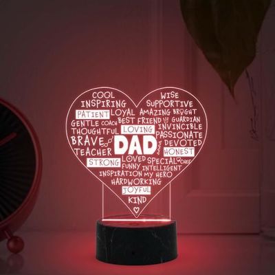 Dad Engraved Night Lamp with Automatic Color Changing Light Birthday Gift for Dad from Daughter Son Fathers Day Gift for Dad