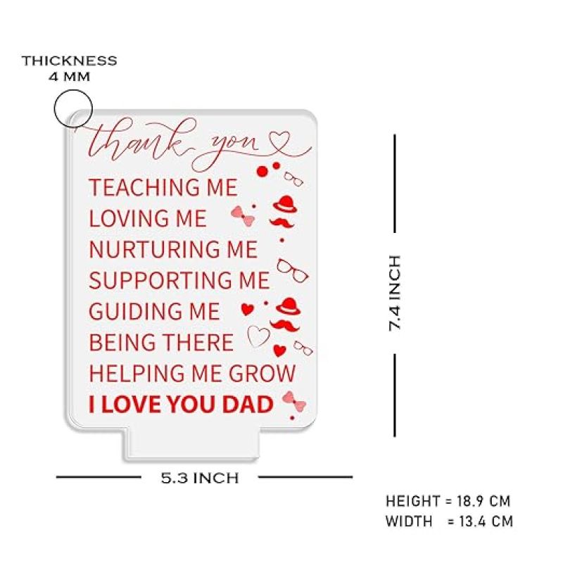 Thankyou Gift for Dad Engraved Night Lamp with Warm White Light Birthday Gift for Dad from Daughter Son Fathers Day Gift for Dad