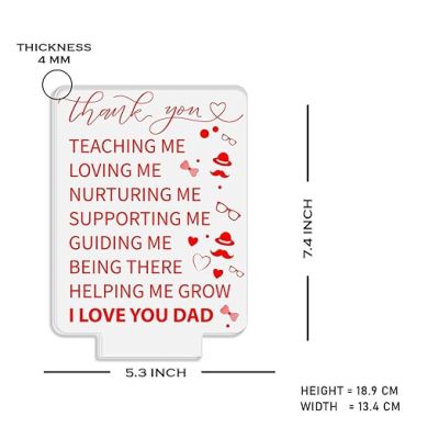 Thankyou Gift for Dad Engraved Night Lamp with Warm White Light Birthday Gift for Dad from Daughter Son Fathers Day Gift for Dad