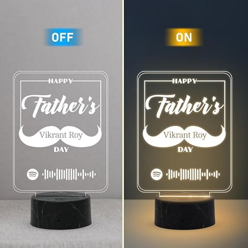 Happy Father's Day Spotify Scannable Song night lamp with Warm White Light Customized Name Birthday Gift for Dad Fathers Day Gift for Dad Express Your Love for Dad