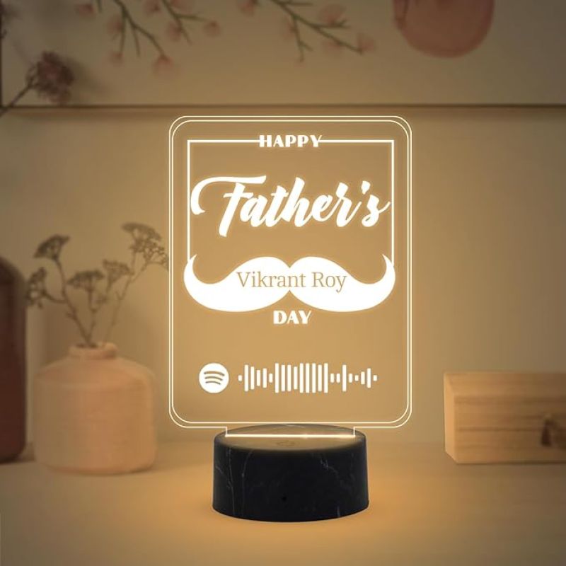 Happy Father's Day Spotify Scannable Song night lamp with Warm White Light Customized Name Birthday Gift for Dad Fathers Day Gift for Dad Express Your Love for Dad
