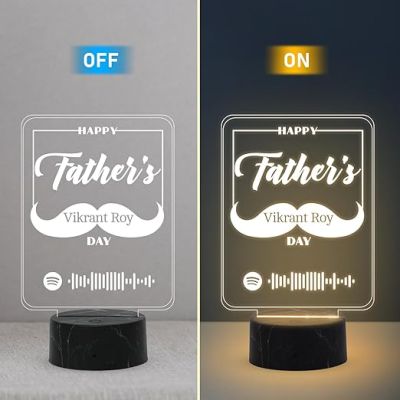 Happy Father's Day Spotify Scannable Song night lamp with Warm White Light Customized Name Birthday Gift for Dad Fathers Day Gift for Dad Express Your Love for Dad