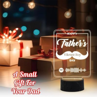 Happy Father's Day Spotify Scannable Song night lamp with Warm White Light Customized Name Birthday Gift for Dad Fathers Day Gift for Dad Express Your Love for Dad