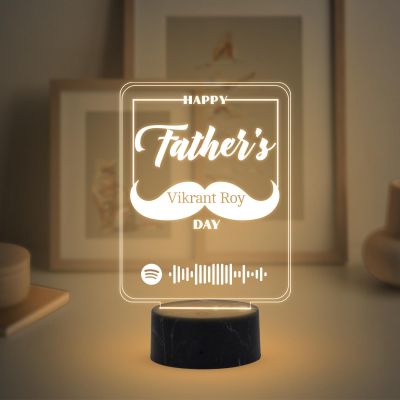 Happy Father's Day Spotify Scannable Song night lamp with Warm White Light Customized Name Birthday Gift for Dad Fathers Day Gift for Dad Express Your Love for Dad