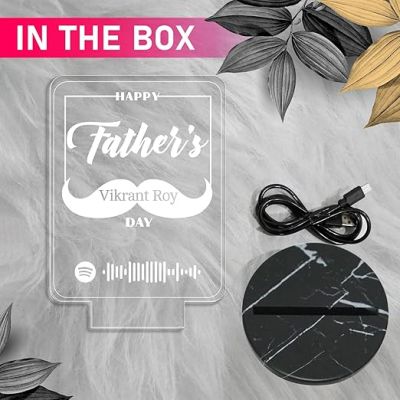 Happy Father's Day Spotify Scannable Song night lamp with Multicolored Light Customized Name Birthday Gift For Dad Fathers Day Gift For Dad Express Your Love For Dad