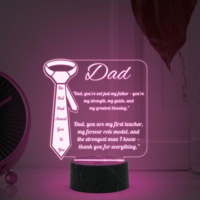The Best Dad Award Goes to You Engraved Night Lamp with Multicolored Light Thankyou Gift for Dad Fathers Day Gift for Dad, Grandpa Gift for Dad from Daughter & Son