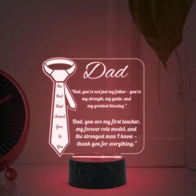 The Best Dad Award Goes to You Engraved Night Lamp with Multicolored Light Thankyou Gift for Dad Fathers Day Gift for Dad, Grandpa Gift for Dad from Daughter & Son
