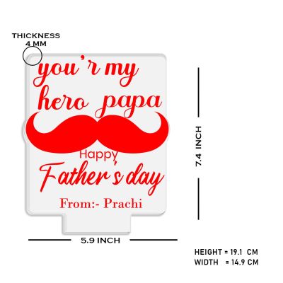 You are My Hero Papa Happy Fathers Day Night Lamp with Warm White Light Customized with Name  Fathers Day Gift from Daughter & Son