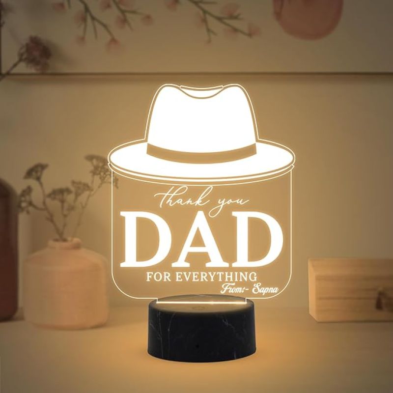 Thankyou Dad for Everything night lamp with Warm White Light Customized with Name Best Gift for Dad Fathers Day Gift