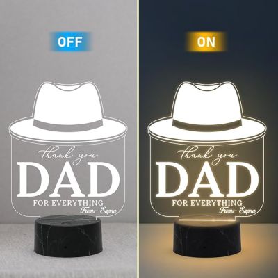 Thankyou Dad for Everything night lamp with Warm White Light Customized with Name Best Gift for Dad Fathers Day Gift