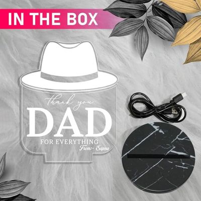 Thankyou Dad for Everything night lamp with Warm White Light Customized with Name Best Gift for Dad Fathers Day Gift