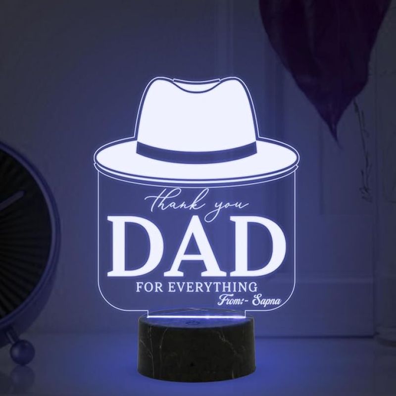 Thankyou Dad for Everything night lamp with Automatic Color Changing Light Customized with Name Best Gift for Dad Fathers Day Gift