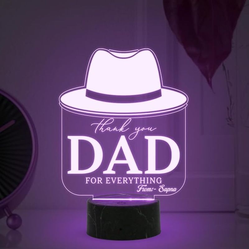 Thankyou Dad for Everything night lamp with Automatic Color Changing Light Customized with Name Best Gift for Dad Fathers Day Gift