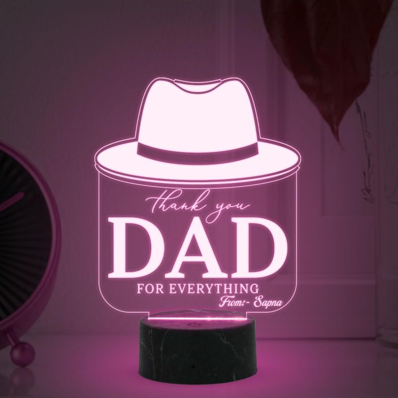 Thankyou Dad for Everything night lamp with Automatic Color Changing Light Customized with Name Best Gift for Dad Fathers Day Gift
