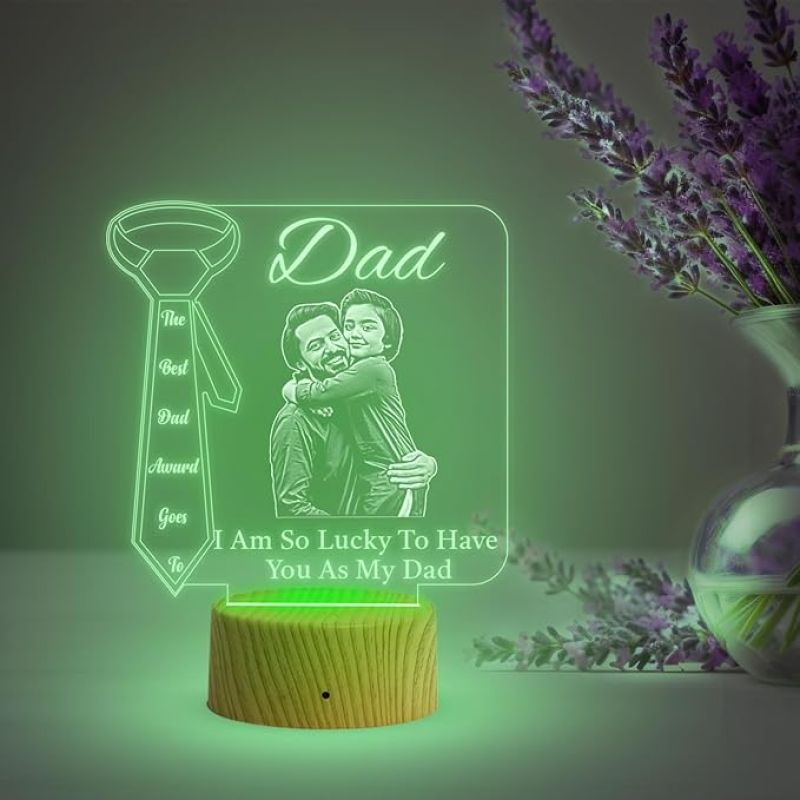 night lamp with Multicolored Light Customized Photo Fathers Dad Gift for Dad, Father in Law, Dadaji Birthday Gift Dad from Daughter & Son