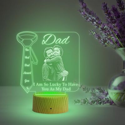 night lamp with Multicolored Light Customized Photo Fathers Dad Gift for Dad, Father in Law, Dadaji Birthday Gift Dad from Daughter & Son