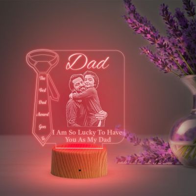 night lamp with Multicolored Light Customized Photo Fathers Dad Gift for Dad, Father in Law, Dadaji Birthday Gift Dad from Daughter & Son