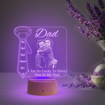 night lamp with Multicolored Light Customized Photo Fathers Dad Gift for Dad, Father in Law, Dadaji Birthday Gift Dad from Daughter & Son