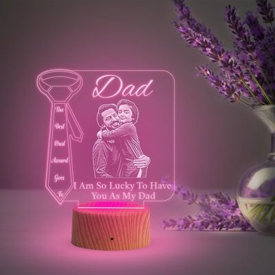 night lamp with Multicolored Light Customized Photo Fathers Dad Gift for Dad, Father in Law, Dadaji Birthday Gift Dad from Daughter & Son