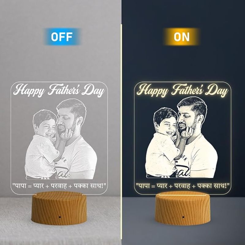 Happy Fathers Day Photo night lamp with Warm White Light Customized Son Dad Photo  Gift Idea for Fathers Day