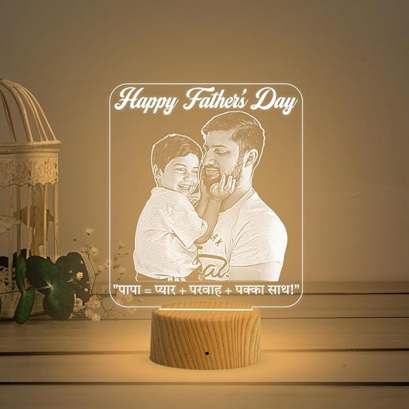 Happy Fathers Day Photo night lamp with Warm White Light Customized Son Dad Photo  Gift Idea for Fathers Day