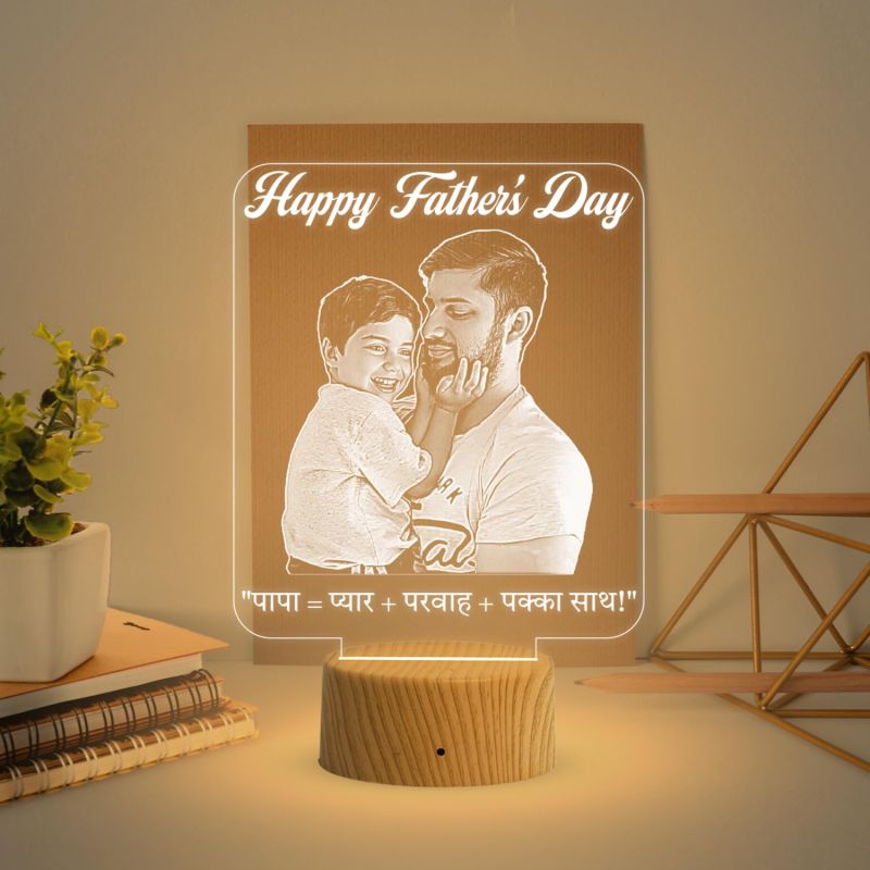Happy Fathers Day Photo night lamp with Warm White Light Customized Son Dad Photo  Gift Idea for Fathers Day