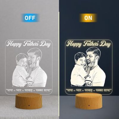 Happy Fathers Day Photo night lamp with Warm White Light Customized Son Dad Photo  Gift Idea for Fathers Day