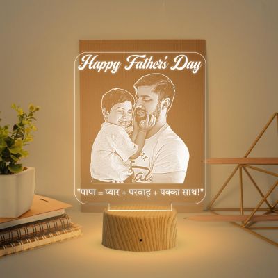 Happy Fathers Day Photo night lamp with Warm White Light Customized Son Dad Photo  Gift Idea for Fathers Day