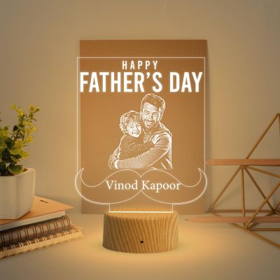 Happy Father's Day Photo night lamp with Warm White Light Customized with Photo Name Dad Gift for Daughter & Son Happy Fathers Day Gift for Dad