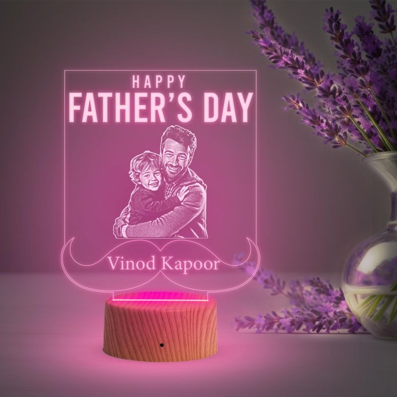 Happy Fathers Day night lamp with Multicolored Light Customized with Photo Name Dad Gift for Daughter & Son Happy Fathers Day Gift for Dad