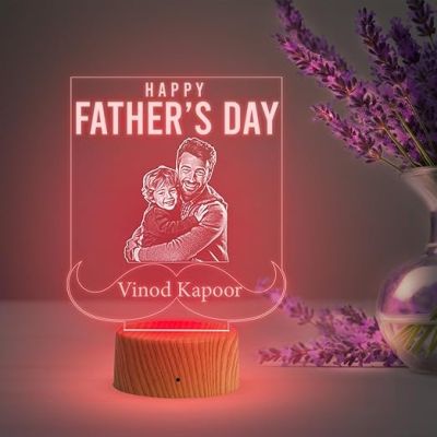 Happy Fathers Day night lamp with Multicolored Light Customized with Photo Name Dad Gift for Daughter & Son Happy Fathers Day Gift for Dad