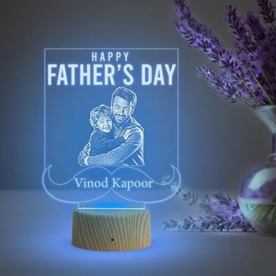 Happy Fathers Day night lamp with Multicolored Light Customized with Photo Name Dad Gift for Daughter & Son Happy Fathers Day Gift for Dad