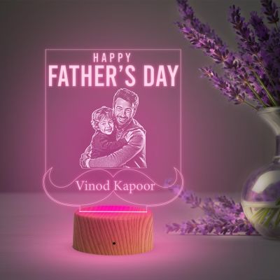 Happy Fathers Day night lamp with Multicolored Light Customized with Photo Name Dad Gift for Daughter & Son Happy Fathers Day Gift for Dad