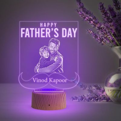 Happy Fathers Day night lamp with Multicolored Light Customized with Photo Name Dad Gift for Daughter & Son Happy Fathers Day Gift for Dad