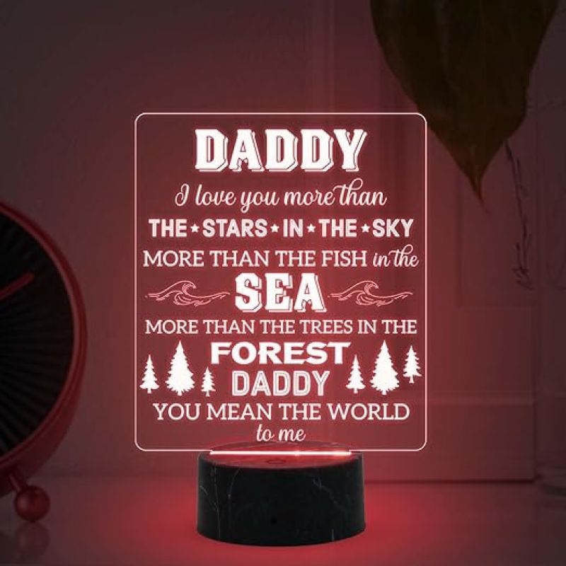 Daddy Engraved Night Lamp with 7 Color Changing Light Birthday Gift for Dad Fathers Day Gift Express Your Love for Dad