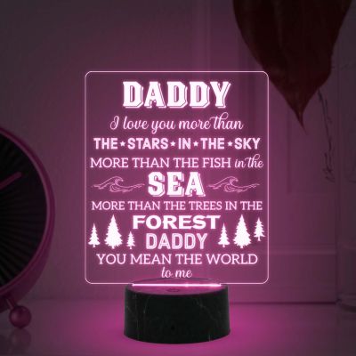 Daddy Engraved Night Lamp with 7 Color Changing Light Birthday Gift for Dad Fathers Day Gift Express Your Love for Dad