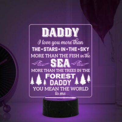 Daddy Engraved Night Lamp with 7 Color Changing Light Birthday Gift for Dad Fathers Day Gift Express Your Love for Dad