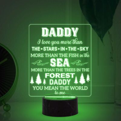 Daddy Engraved Night Lamp with 7 Color Changing Light Birthday Gift for Dad Fathers Day Gift Express Your Love for Dad