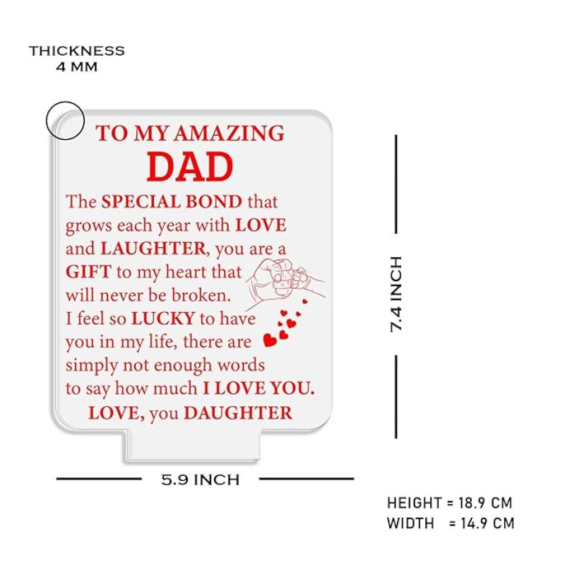To My Amazing Dad Engraved Night Lamp with Automatic Color Changing Light Dad Gift from Daughter Fathers Day Gift Birthday Gift for Dad